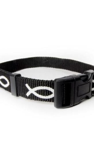 720011900211 Black Non Padded Ichthus Collar Medium