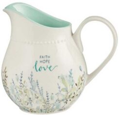 1220000370661 Faith Hope Love White Ceramic Pitcher