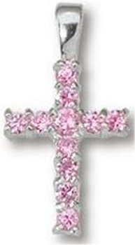 602383177487 Rose Crystal Stones Cross