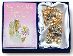 602383202820 My First Holy Communion Girl Rosary With Mini Greeting Card