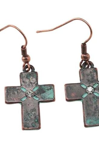 603799008778 Copper Oxide Patina CZ Cross (Earring)