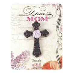 603799542517 Dear Mom Cross With Flower Brooch