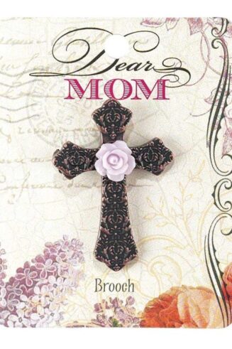 603799542517 Dear Mom Cross With Flower Brooch