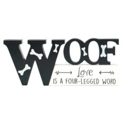 608200024736 Wood Love Is A Four Legged Word Tabletop Plaque