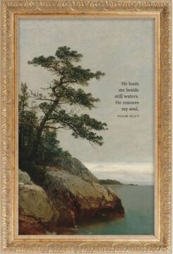 656200860229 He Leads Me Beside Still Waters Gold Framed Linen