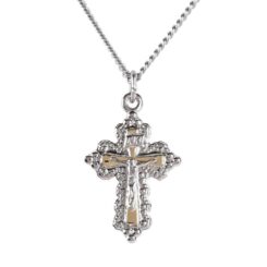 714611136668 2 Tone Small Fancy Petal Crucifix