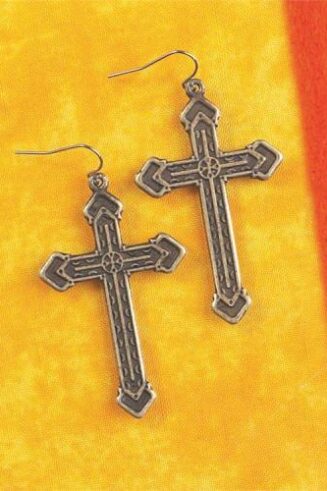 714611175391 Large Brass Ox Coptic Cross (Earring)