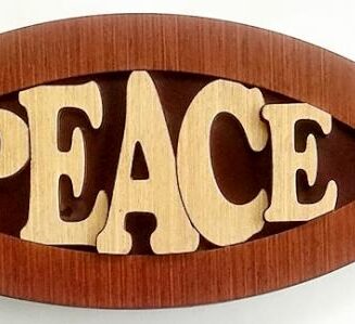 810013850338 Peace Fish Shaped Wood Plaque