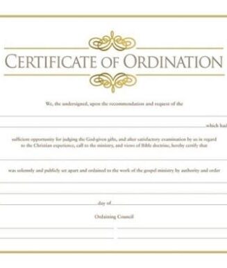 081407008851 Certificate Of Ordination Minister