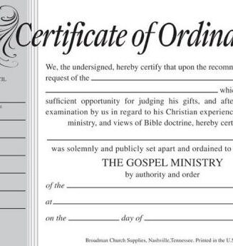 9780805472806 Certificate Of Ordination Minister Billfold