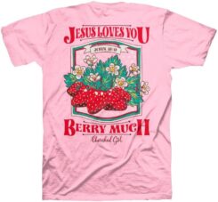 612978644041 Cherished Girl Jesus Loves You Berry Much (Small T-Shirt)