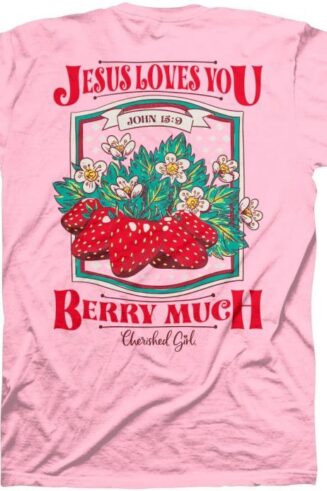 612978644041 Cherished Girl Jesus Loves You Berry Much (Small T-Shirt)