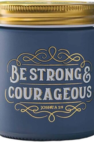 1220000328280 Be Strong And Courageous Fireside Blue Spruce Scented Candle In A Glass Jar
