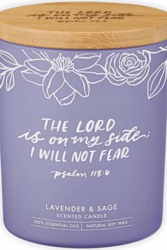 1220000328327 I Will Not Fear Lavender And Sage Candle In A Glass Jar Psalm 118:6