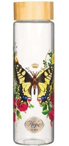 1220000322776 Hope Yellow Butterfly Glass Water Bottle Isaiah 40:31