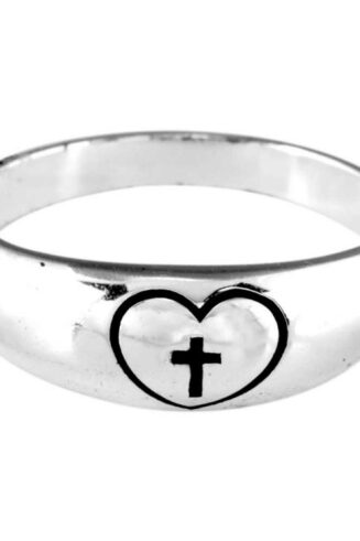 603799298629 Dome Engraved Heart Cross (Size 7 Ring)
