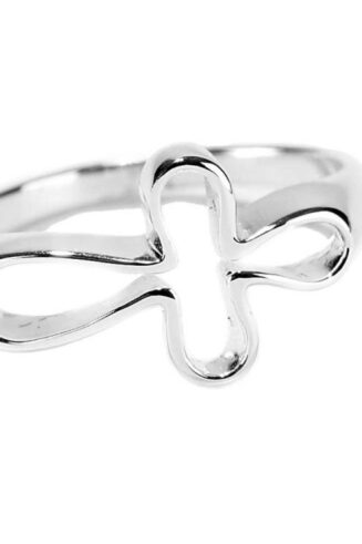 603799332873 Inspirational Sideways Open Petal Cross (Size 7 Ring)
