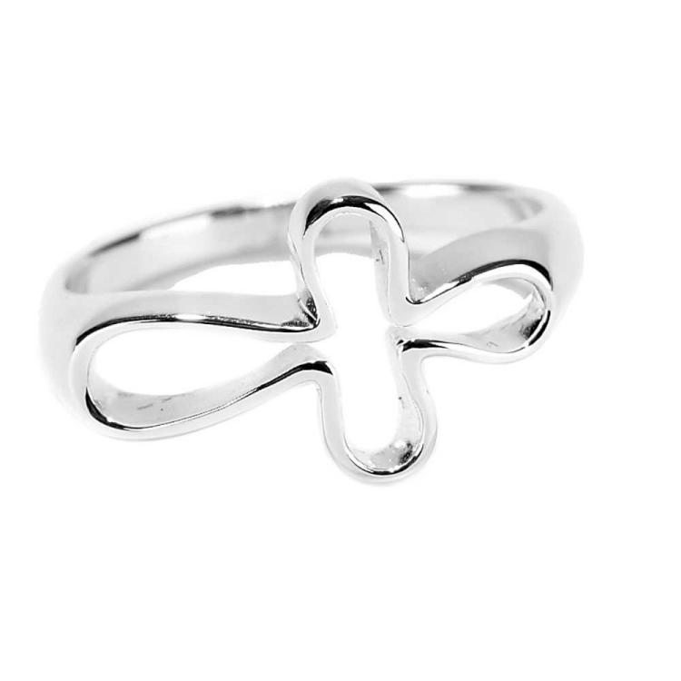 603799332910 Inspirational Sideways Open Petal Cross (Size 9 Ring)