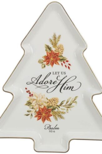 1220000329416 Christmas Tree Shaped Decorative Ceramic Serving Appetizer Plate for Home & Kitc