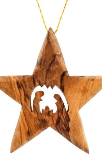 091952695024 3D Olive Wood Bethlehem Star Nativity Manger (Ornament)
