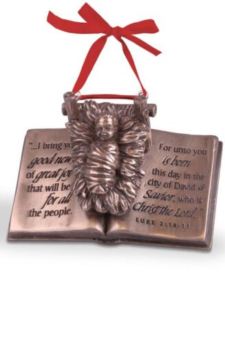 667665121190 Word Baby Jesus On Bible (Ornament)