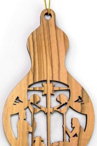 782860487961 2D Bulb Olive Wood Nativity Shepherds And Angels (Ornament)