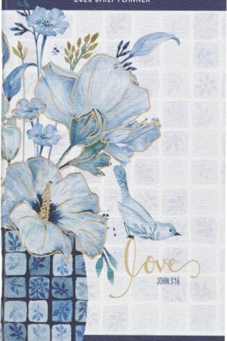 9781639527847 2026 Love Blue Floral Tile Small Daily Planner - John 3:16