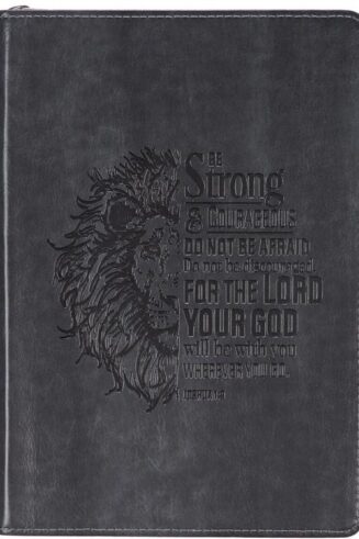 9781642720129 Classic Faux Leather Journal Be Strong and Courageous Lion Joshua 1:9 Bible Vers