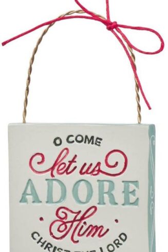 1220000329096 Small Novelty Decorative Square Resin Christmas Ornament: Come Let Us Adore Him