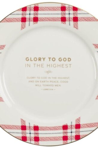 1220000329430 Decorative 9 Ceramic Christmas Dinner Plate Set with Inspirational Advent Scrip"
