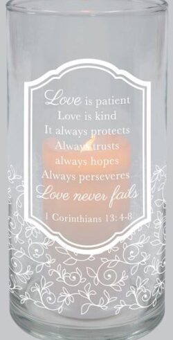 096069269540 Love Is Patient Hurricane Candle Flameless Flicker With Timer