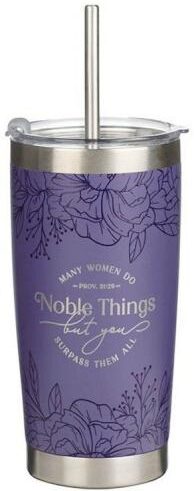 1220000327627 Noble Things Lavender Floral Stainless Steel Tumbler Proverbs 31:29