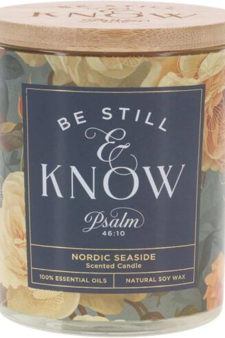 1220000328273 Be Still And Know Yellow Rose Nordic Seaside Scented Candle In A Glass Jar