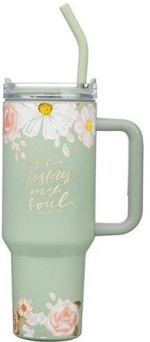 1220000720411 He Restores My Soul Stainless Steel Travel Tumbler Psalm 23:3