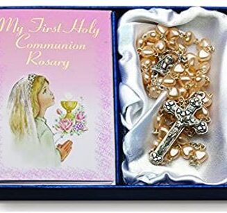 602383202820 My First Holy Communion Girl Rosary With Mini Greeting Card