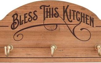 785525310833 Bless This Kitchen Wall Utensil Holder With 5 Hooks