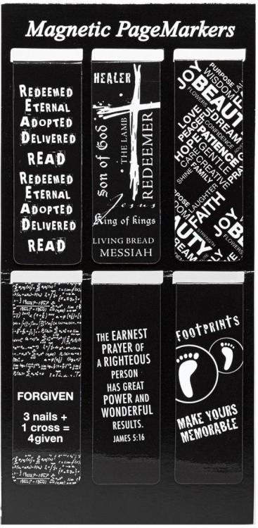6006937095946 Set of 6 Black and White Gospel Salvation Inspirational Magnetic Bible Verse Boo