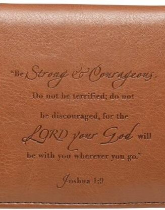 6006937102309 Checkbook Cover Brown/Black Strong & Courageous Josh. 1:9