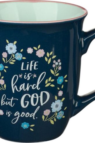6006937153721 Large Ceramic Floral Coffee & Tea Scripture Mug for Women: God is Good - Ps. 107
