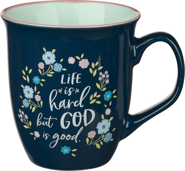 6006937153721 Large Ceramic Floral Coffee & Tea Scripture Mug for Women: God is Good - Ps. 107