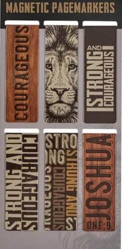 6006937156760 Magnetic Scripture Bookmark/Pagemarker Set for Men: Strong & Courageous Lion - S