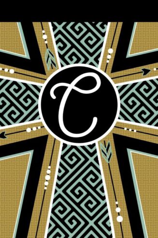 603799825863 Double Applique Monogram C Cross Garden Flag