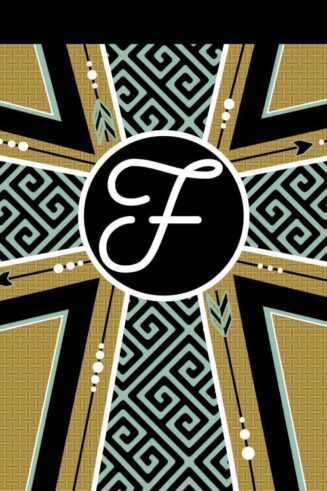 603799825894 Double Applique Monogram F Cross Garden Flag