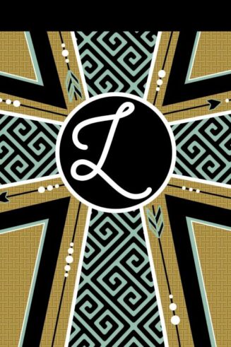 603799825948 Double Applique Monogram L Cross Garden Flag