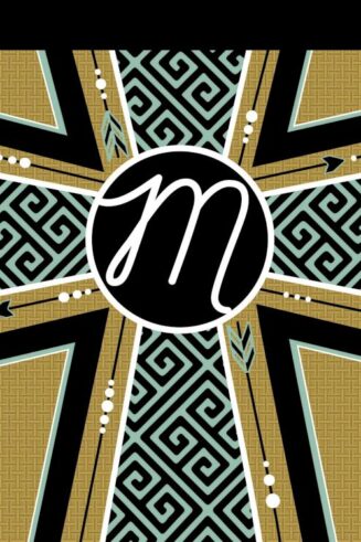 603799825955 Double Applique Monogram M Cross Garden Flag