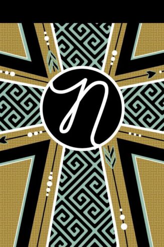 603799825962 Double Applique Monogram N Cross Garden Flag