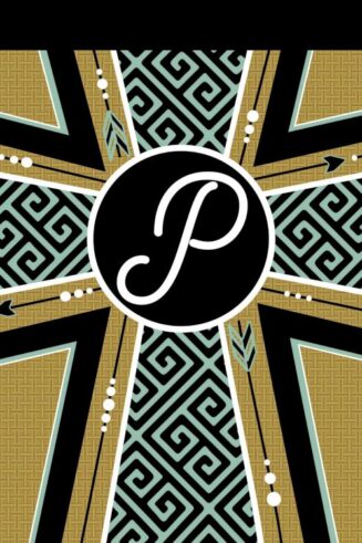 603799825979 Double Applique Monogram P Cross Garden Flag