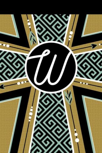 603799826013 Double Applique Monogram W Cross Garden Flag