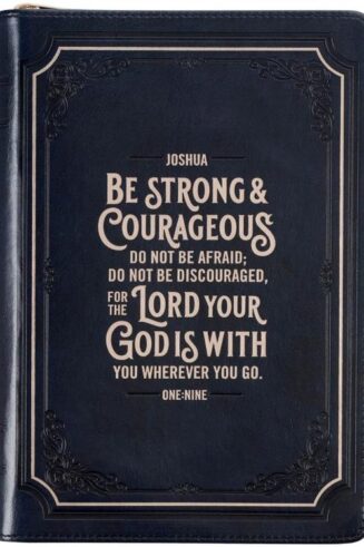 9781642725490 Classic Faux Leather Journal Be Strong Josh. 1:9 Blue Inspirational Notebook