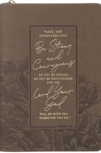 9798896780595 Be Strong And Courageous Joshua 1:9 Faux Leather Journal With Zipper Closur
